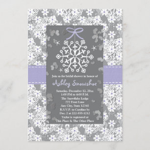 Lila Schneeflocken Bridal Dusche Einladungen