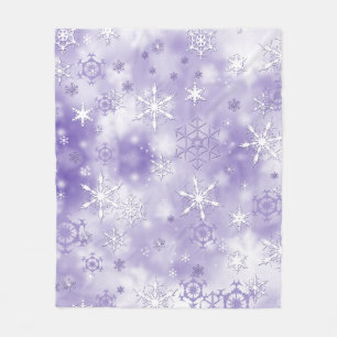 Lila Schneeflocken Fleecedecke