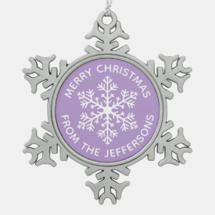 Lila Schneeflocken Weihnachtsschmuck Zinn-Ornament