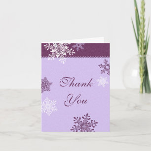 Lila Schneeflocken Winterhochzeit Dankeskarten Dankeskarte