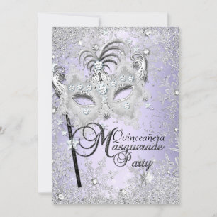 Lila Schneeflockenmaske Masquerade Quinceanera Einladung
