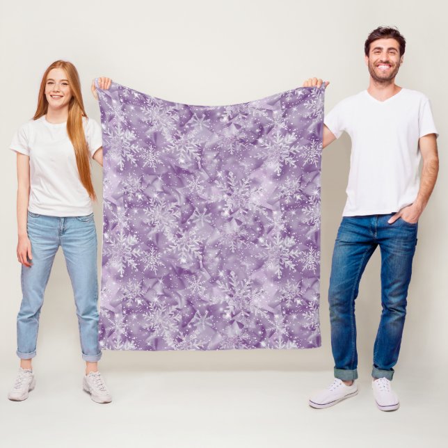 Lila Schneeflockenmuster Fleecedecke (Beispiel)