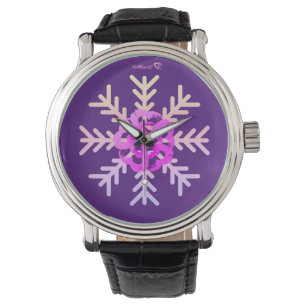 Lila Schneeflockenschau Armbanduhr