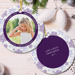Lila Schneeglöckchen Fröhliche Weihnachten und Wei Keramik Ornament