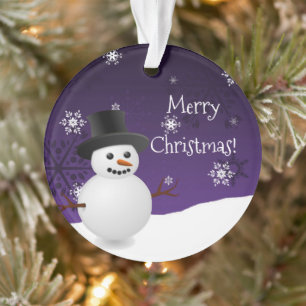 Lila Schneemann Winter Szene Weihnachtsschmuck Ornament