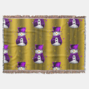 Lila Schneemann zu Weihnachten Decke