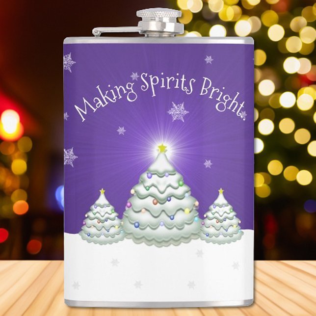 Lila Schneeweihnachtskolben Flachmann (Purple Christmas Tree Flask)