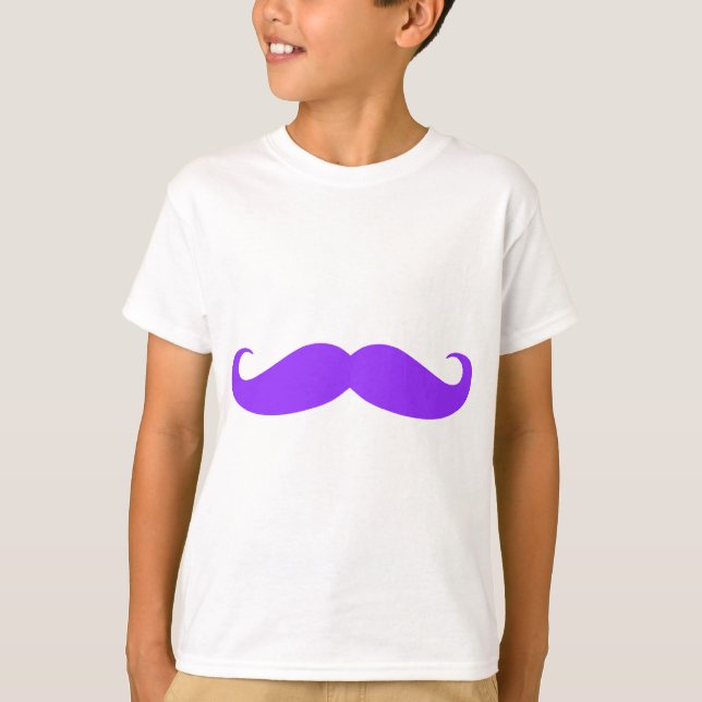 Lila Schnurrbart Stache T-Shirt (Vorderseite)