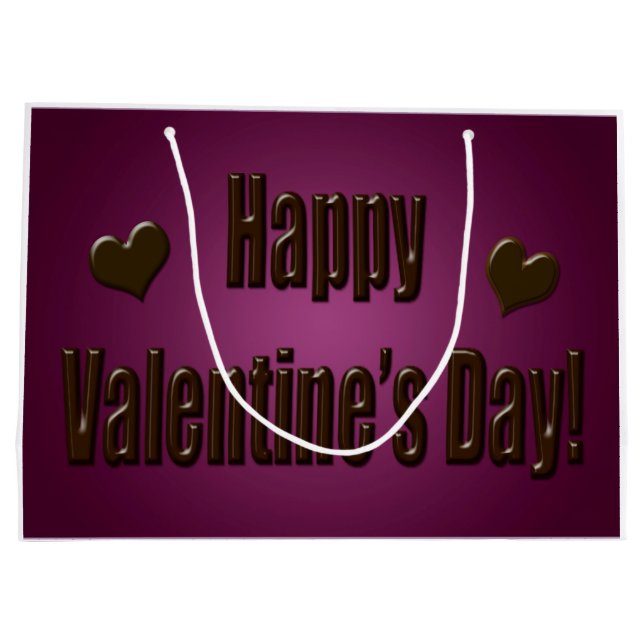 Lila Schokoladeglücklicher Valentine Große Geschenktüte (Rückseite)
