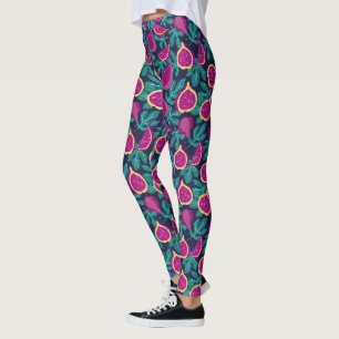 lila schönes Feigenmuster blau Leggings