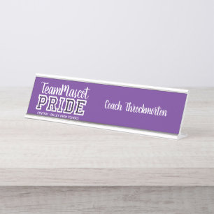 Lila School Pride Mascot Name Desk Schreibtischnamensplakette
