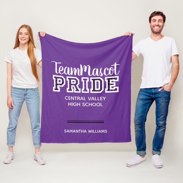 Lila School Pride Mascot Name Fleece Blanket (Beispiel)