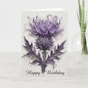 Lila schottische Distel-Malerei-Geburtstagskarte Karte