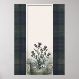 Lila schottischer Distel grüner Tartan Poster