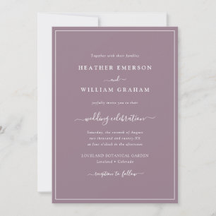 Lila Schrift Hochzeitseinladung Einladung