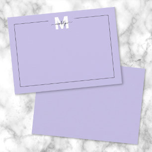 Lila Schrift Name Monogramm Mitteilungskarte