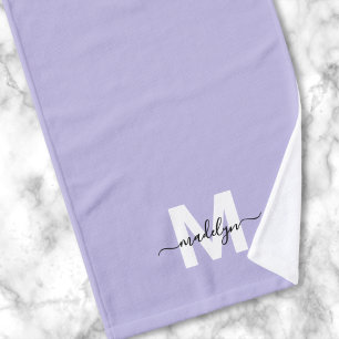 Lila Schriftname Monogramm Handtuch