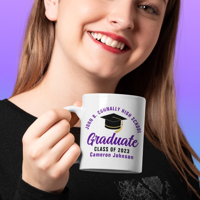 Lila Schulabschluss Custom 2023 Abschluss Kaffeetasse (Von Creator hochgeladen)
