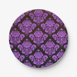 lila, schwarz, Damast, Vintag, antik, Muster, Pappteller