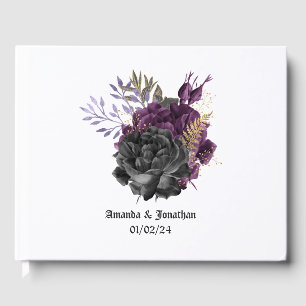 Lila Schwarz-Gold-Gothic-Hochzeit Gästebuch