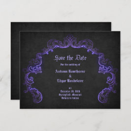 Lila Schwarz-Gotik-Hochzeit Save The Date