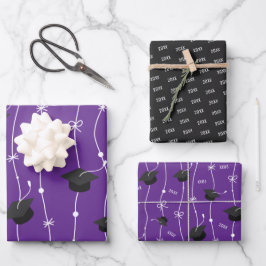 Lila-Schwarz-Graduierungspapier Geschenkpapier Set