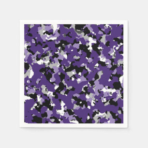 Lila Schwarz Grau Tarndruck Camouflage Party Serviette