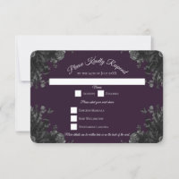 Lila schwarz-graue Rose Gothic Wedding RSVP Antwor