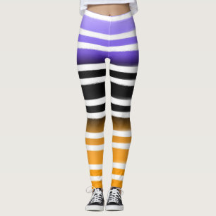 Lila Schwarz Orange Farbe Pinsel Halloween Leggings