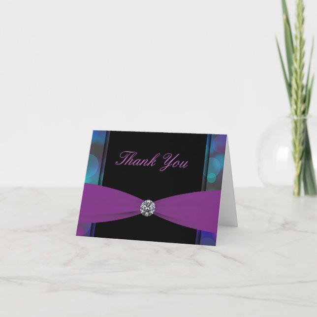 Lila schwarz-rosa Blasen Hot Pink Danke, C Dankeskarte (Vorderseite)