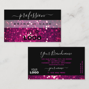 Lila, schwarz rosa, glänzende Glitzer-Logo Visitenkarte