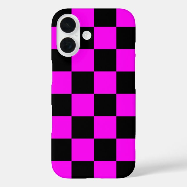 Lila Schwarz-Schachtel-Karo-Muster Case-Mate iPhone Hülle (Rückseite)