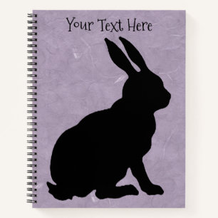 Lila schwarz sitzendes Kaninchenprofil Notizbuch