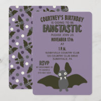 Lila Schwarz und Grau Cartoon Bat Niedliches Party