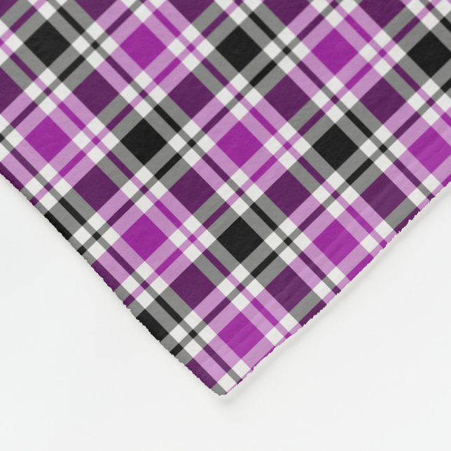 Lila, schwarz und weiß Kariert Fleecedecke (Ecke)