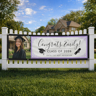 LILA & SCHWARZ verziert | Abschlussbanner mit Foto Banner