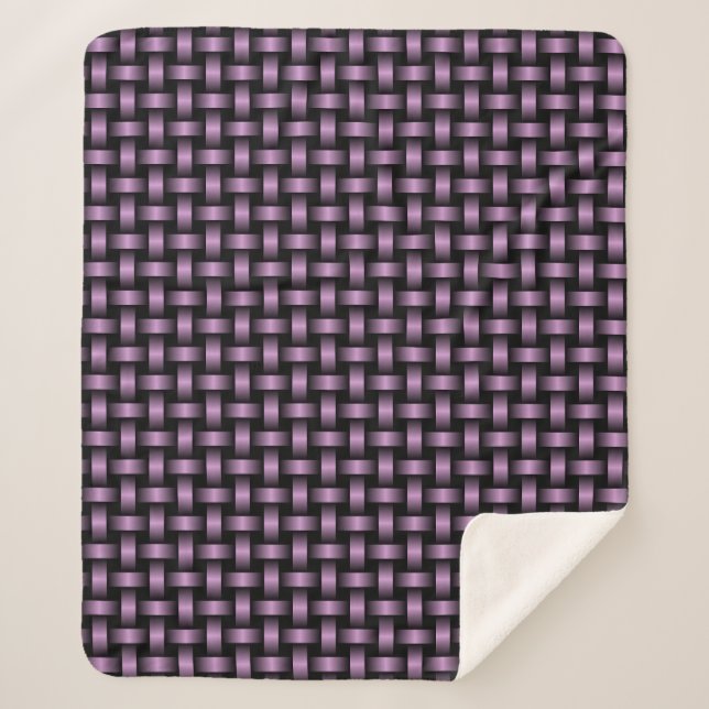 Lila Schwarz-Weave-Muster Sherpadecke (Vorderseite)
