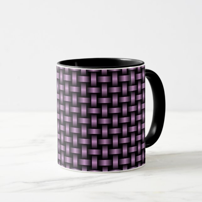 Lila Schwarz-Weave-Muster Tasse (VorderseiteRechts)