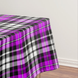 Lila Schwarz Weiß Kariert Tartan Muster Design  Tischdecke