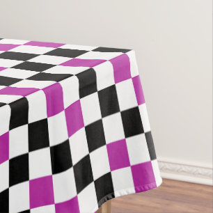 Lila Schwarz Weiß kariertes Musterdesign  Tischdecke