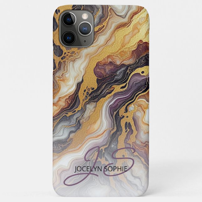 Lila Schwarz-Weiß-Marmormuster Case-Mate iPhone Hülle (Rückseite)