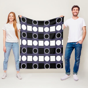 Lila Schwarz Weiß Quadrat Kreis Geometrisches Must Fleecedecke