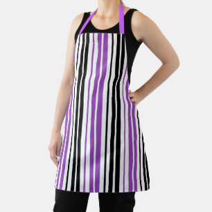 Lila Schwarz Weiß Streifen Muster Design Schürze