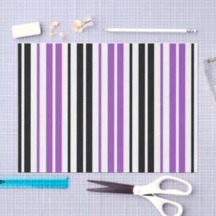 Lila Schwarz Weiß Streifen Muster Design Seidenpapier