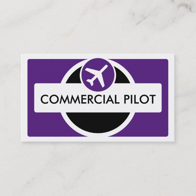 Lila Schwarz-weiße benutzerdefinierte Pilotgeschäf Visitenkarte (Vorderseite)
