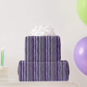 Lila Schwarz Weiße Streifen Geburtstag Geschenkpapier