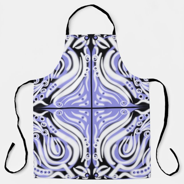 Lila Schwarz-weißes Curry-Abstraktes Muster Schürze (Vorderseite)