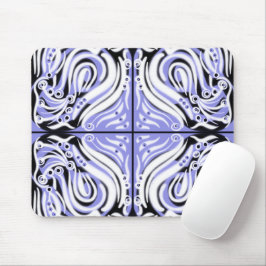 Lila Schwarz-weißes Curvy Abstraktes Muster Mousepad