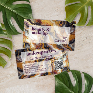 Lila Schwarz-weißes Goldmarmormuster Visitenkarte