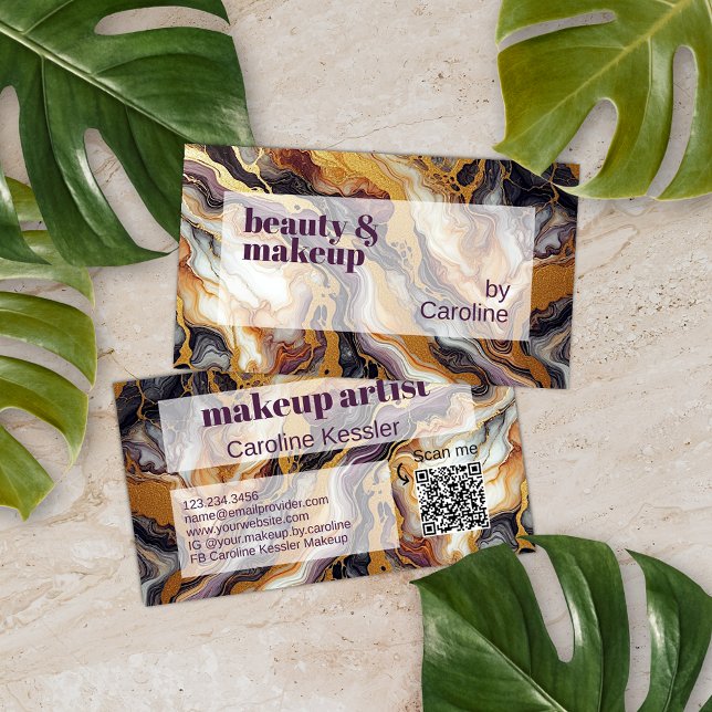 Lila Schwarz-weißes Goldmarmormuster Visitenkarte (Von Creator hochgeladen)